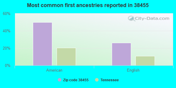 Most common first ancestries reported in 38455