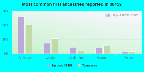 Most common first ancestries reported in 38459