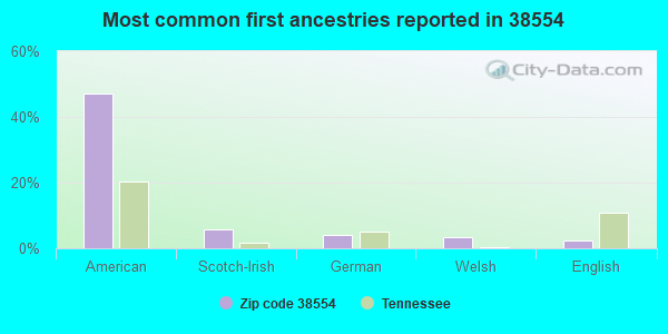 Most common first ancestries reported in 38554