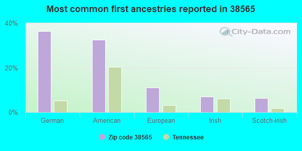 Most common first ancestries reported in 38565
