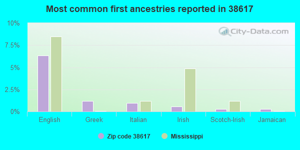 Most common first ancestries reported in 38617