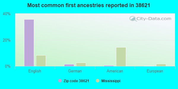 Most common first ancestries reported in 38621