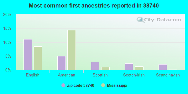 Most common first ancestries reported in 38740