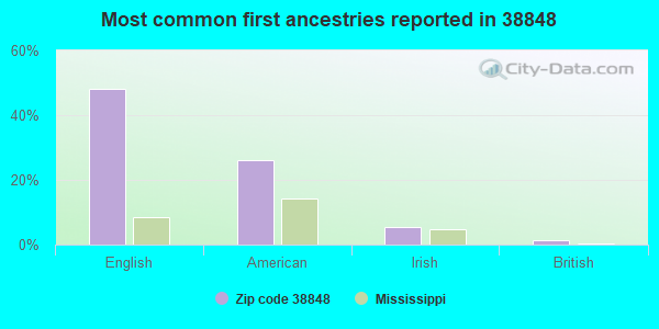 Most common first ancestries reported in 38848