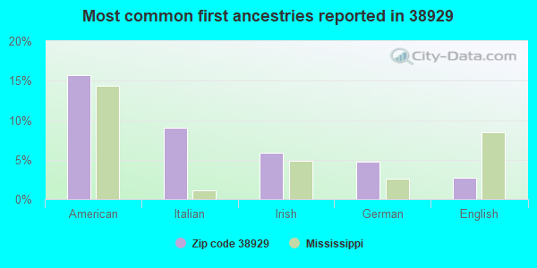 Most common first ancestries reported in 38929
