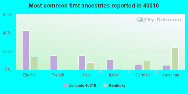 Most common first ancestries reported in 40010