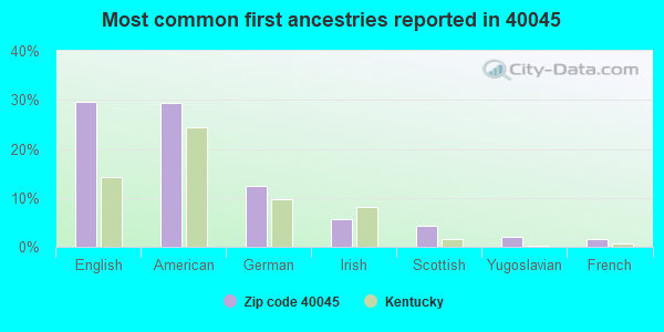 Most common first ancestries reported in 40045