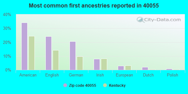 Most common first ancestries reported in 40055