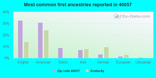 Most common first ancestries reported in 40057