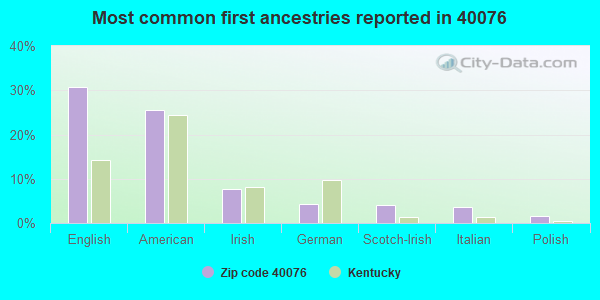 Most common first ancestries reported in 40076