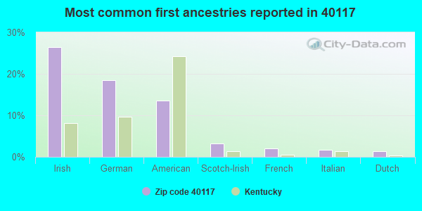 Most common first ancestries reported in 40117