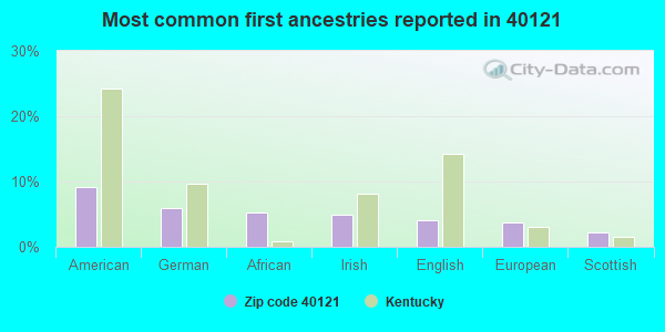 Most common first ancestries reported in 40121