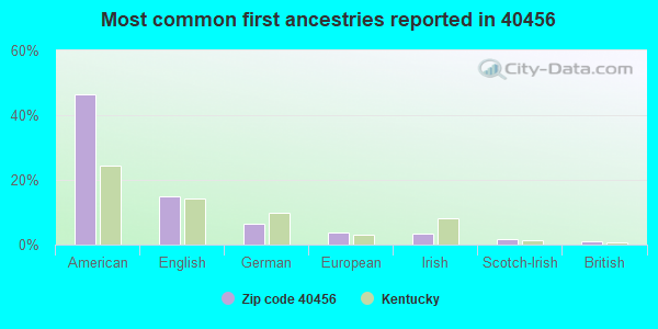 Most common first ancestries reported in 40456
