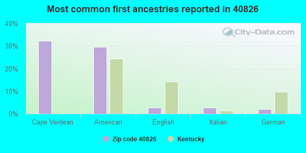 Most common first ancestries reported in 40826