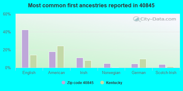 Most common first ancestries reported in 40845