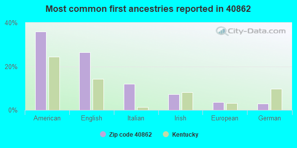 Most common first ancestries reported in 40862