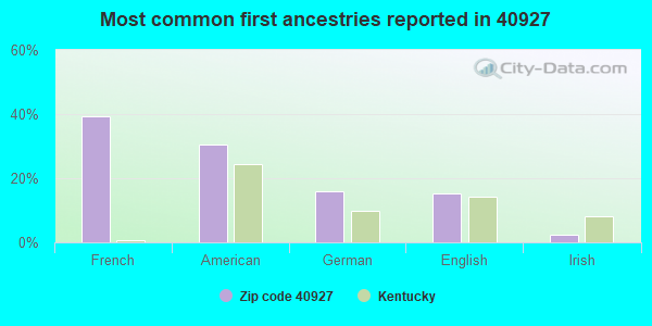 Most common first ancestries reported in 40927