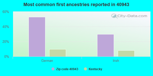 Most common first ancestries reported in 40943