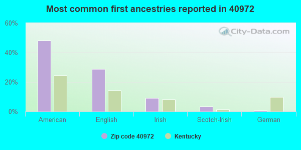 Most common first ancestries reported in 40972