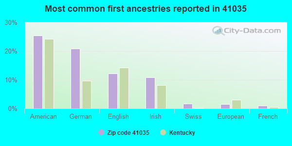 Most common first ancestries reported in 41035