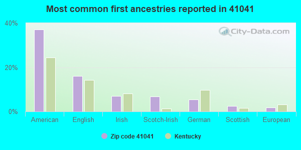 Most common first ancestries reported in 41041