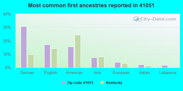 Most common first ancestries reported in 41051
