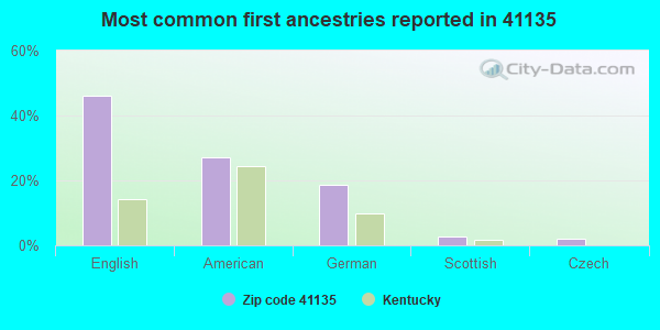 Most common first ancestries reported in 41135