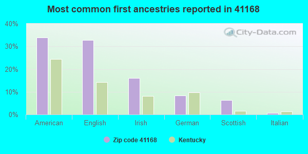Most common first ancestries reported in 41168
