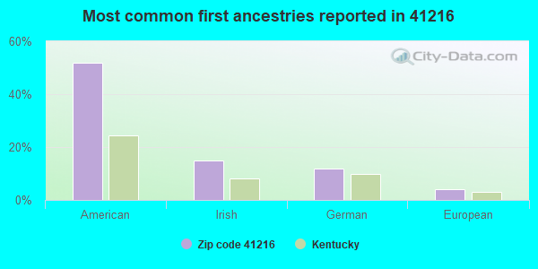 Most common first ancestries reported in 41216