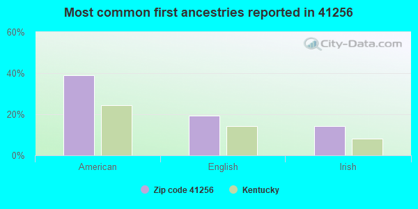 Most common first ancestries reported in 41256