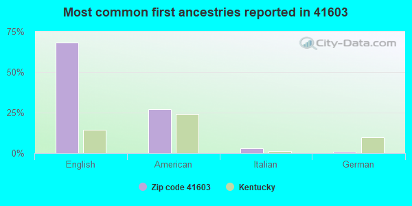 Most common first ancestries reported in 41603