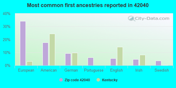 Most common first ancestries reported in 42040
