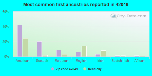 Most common first ancestries reported in 42049
