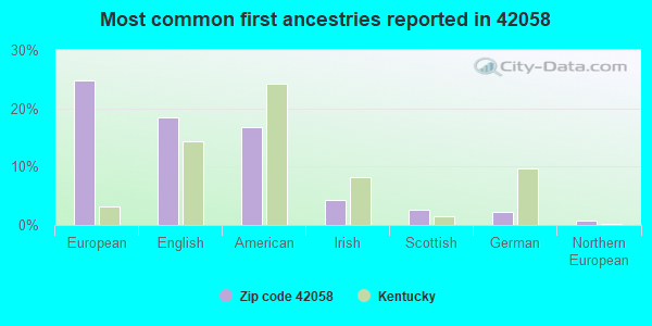 Most common first ancestries reported in 42058