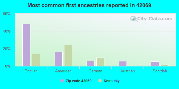 Most common first ancestries reported in 42069