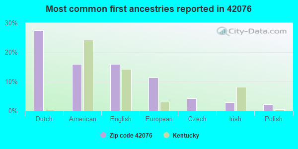 Most common first ancestries reported in 42076