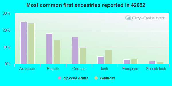 Most common first ancestries reported in 42082