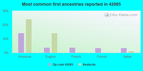 Most common first ancestries reported in 42085