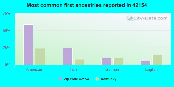 Most common first ancestries reported in 42154