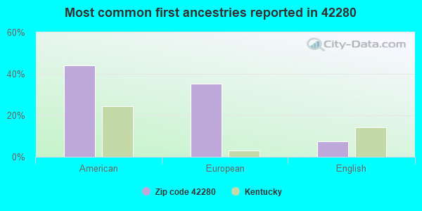 Most common first ancestries reported in 42280