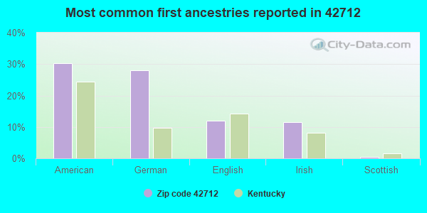 Most common first ancestries reported in 42712