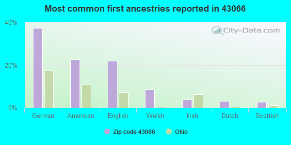 Most common first ancestries reported in 43066