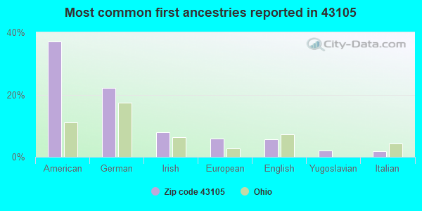Most common first ancestries reported in 43105