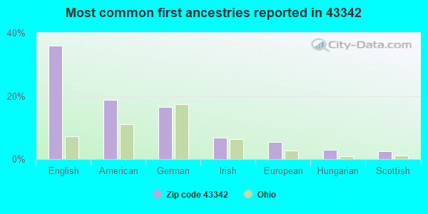 Most common first ancestries reported in 43342