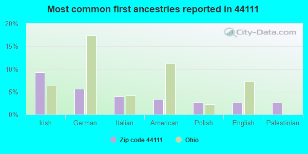 Most common first ancestries reported in 44111