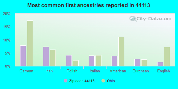 Most common first ancestries reported in 44113