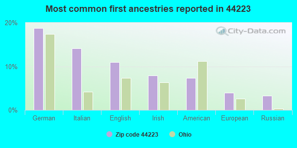 Most common first ancestries reported in 44223