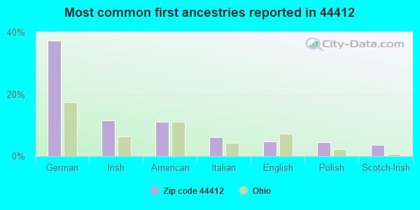 Most common first ancestries reported in 44412
