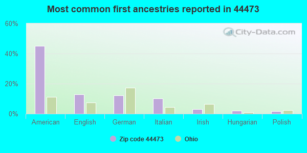 Most common first ancestries reported in 44473