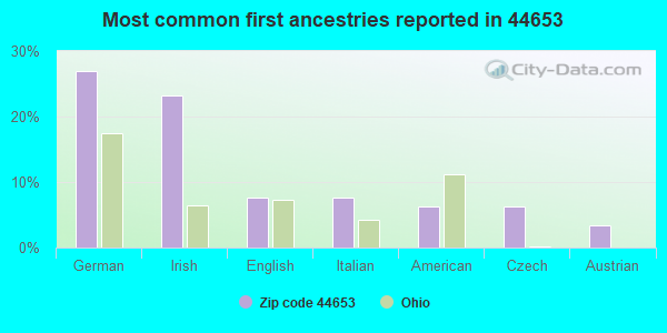 Most common first ancestries reported in 44653